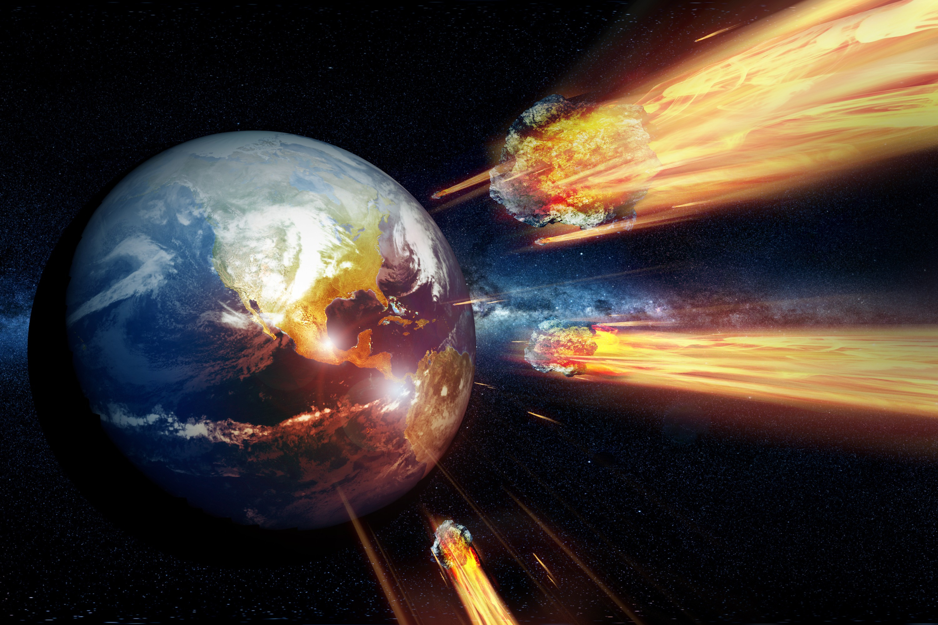 Armageddon - End of the World. Asteroids Heading and Hitting the Earth. End of the World Theme.